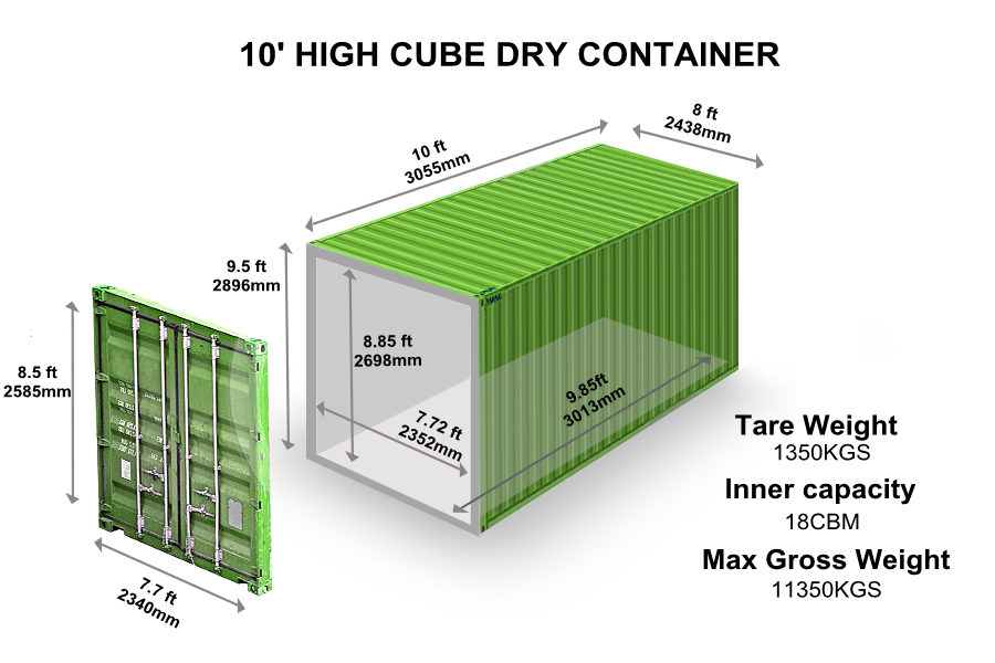 10' HIGH CUBE DRY CONTAINER