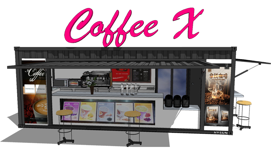 HY-Q017 HYSUN Pop-Up Coffee Shop Modified Mobile 20ft Shipping Container Coffee Shop Bar for Sale with New Design
