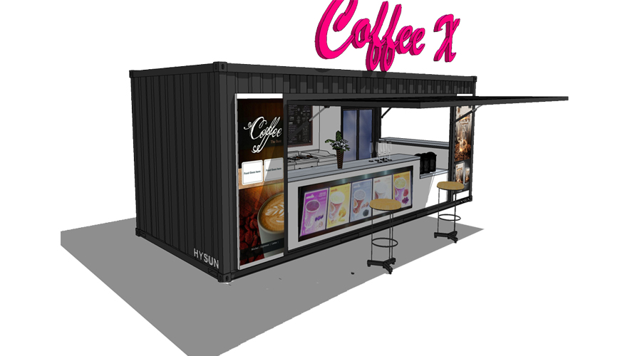 HY-Q017 HYSUN Pop-Up Coffee Shop Modified Mobile 20ft Shipping Container Coffee Shop Bar for Sale with New Design