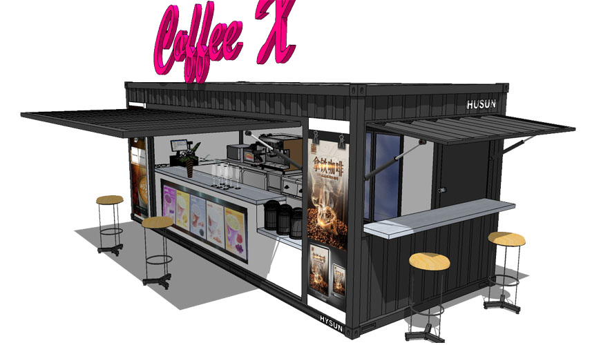 HY-Q017 HYSUN Pop-Up Coffee Shop Modified Mobile 20ft Shipping Container Coffee Shop Bar for Sale with New Design