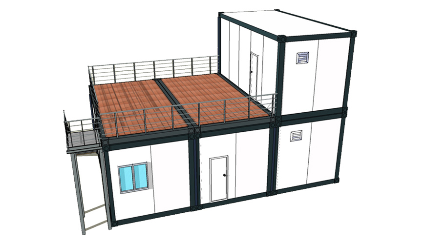 HY-A220 HYSUN  prefab customized portable shop flat pack container house 20-foot room prefabricated two-floor office