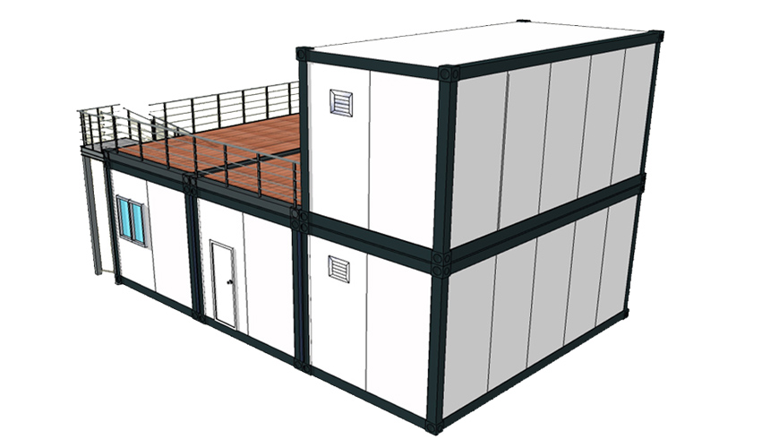 HY-A220 HYSUN  prefab customized portable shop flat pack container house 20-foot room prefabricated two-floor office