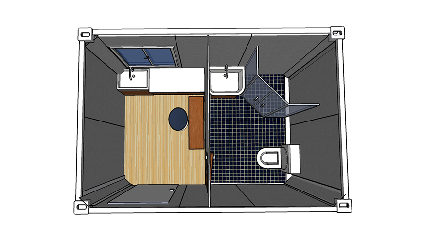 HY-A232 HYSUN prefabricated modular flat pack container bathroom 20ft flat pack building container Home