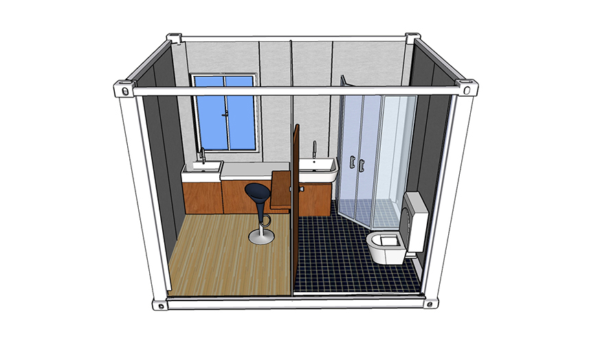 HY-A232 HYSUN prefabricated modular flat pack container bathroom 20ft flat pack building container Home